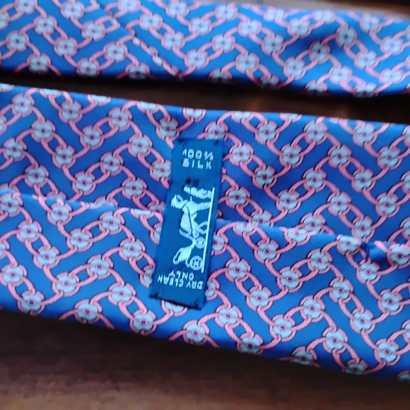 Hermes Blue and Pink Patterned Tie - Picture 3 of 5